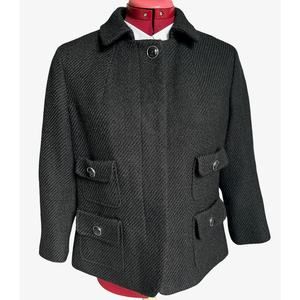 Talbots Women’s Size 10‎ Black Wool Blend Classic Fit Cropped Blazer Coat